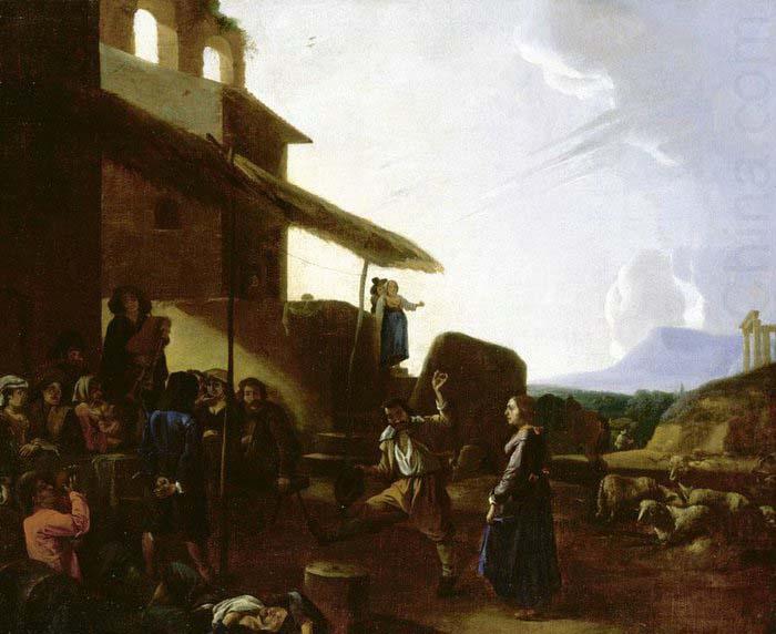 Street Scene in Rome - Oil on canvas, CERQUOZZI, Michelangelo